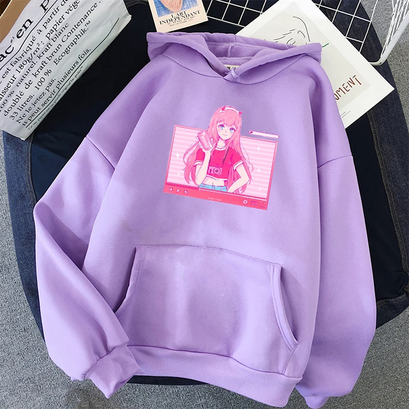 Darling в franxx толстовки Kawaii студент с капюшоном Топ для женщин толстовка длинным