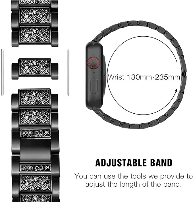 

For Apple Watch Bands 42mm 38mm 44mm 40mm Women Glitter Metal Strap