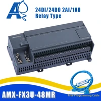 amx fx3u 48mr compatible melsec plc 2ai1ao 24di24do modbus function mitsubishi free cif31 rs232 cable