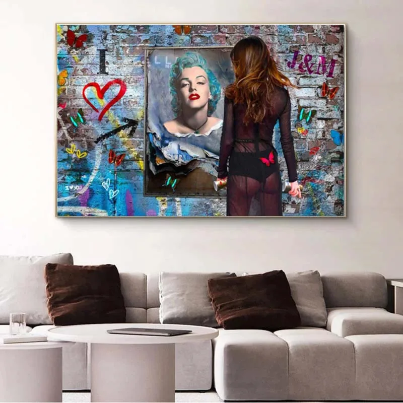 

Street Art Sexy Girl Canvas Painting Modern Monroe Posters and Prints Wall Art Picture for Living Room Home Decoration Cuadros
