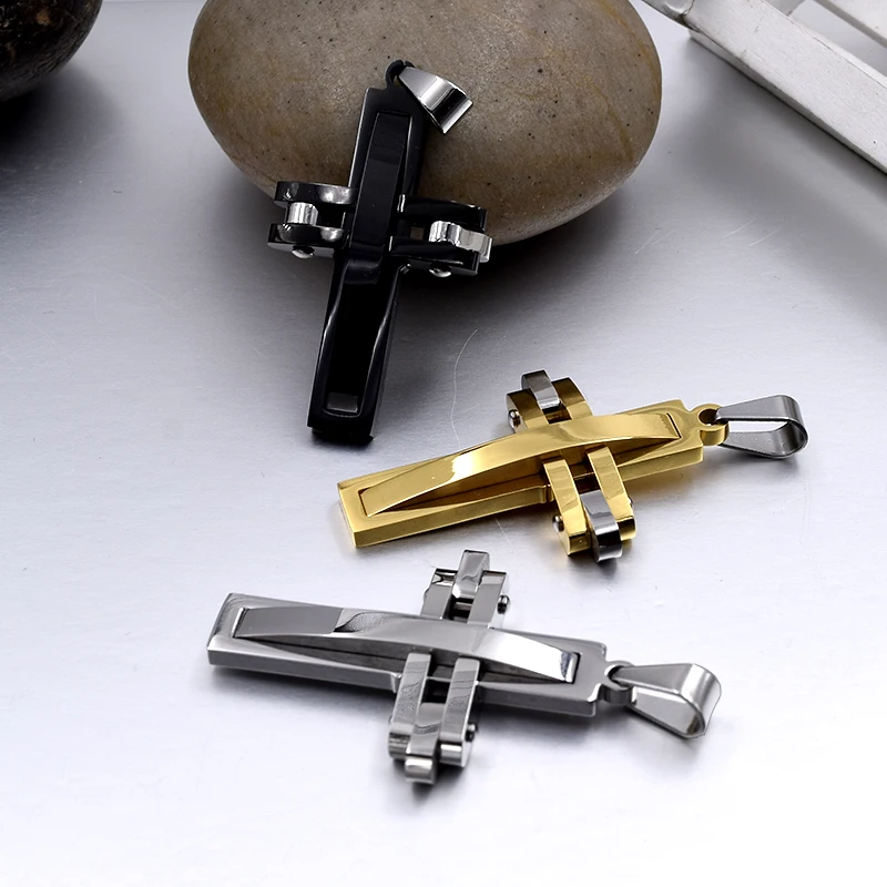GOKADIMA bijoux, модное металлическое ожерелье из нержавеющей стали 316l с кулоном в виде Креста для мужчин и женщин, ювелирные изделия, WP313