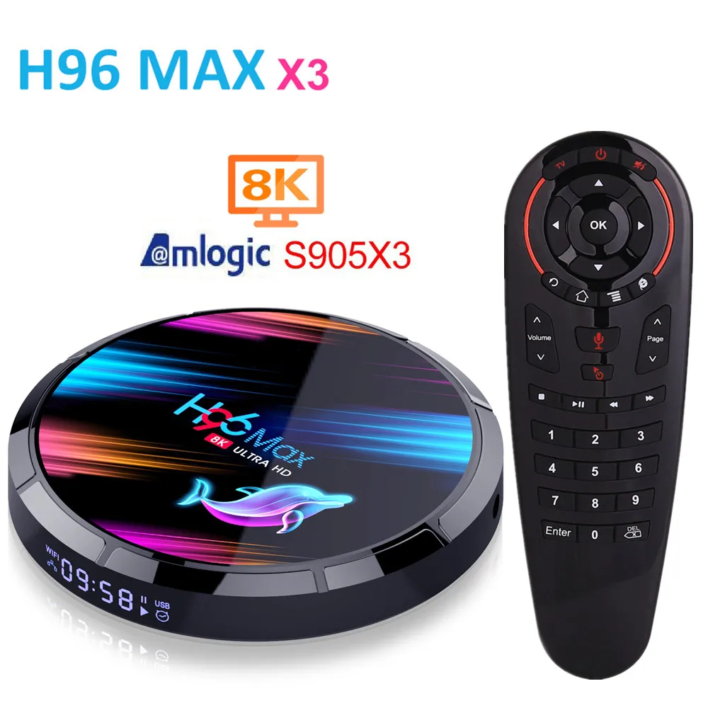 ТВ приставка H96 MAX X3 для Smart TV Android 9 0 Amlogic S905X3 4 Гб 128 ГБ 2 4G/5G 1000 м Wi Fi BT4.0 8K Google Media Play H96MAX