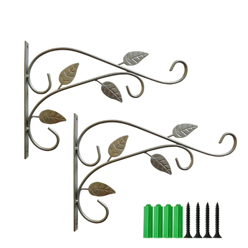 

Wall Hanging Plant Bracket Wrought Iron Flower Basket for Bird Feeders Wind Chimes Indoor Outdoor Festival Decoration