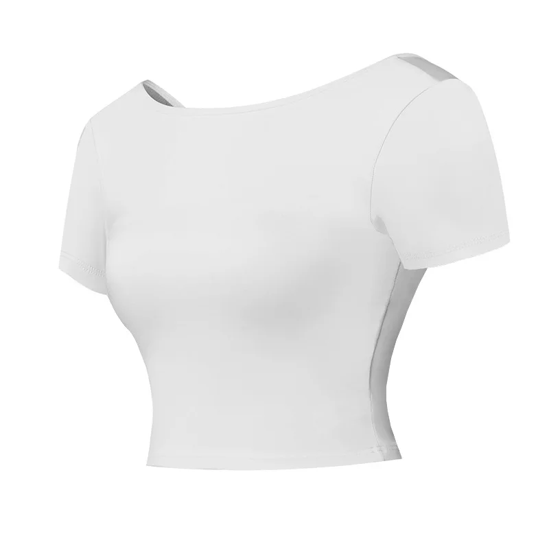 

Spring and summer new beauty back-trim yoga clothes nylon nude fitness top tight high elastic with chest pads