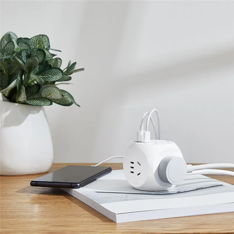 Разъем Youpin Aigo Cube с адаптером питания кабель USB 1 5 м В 2 4 А/Type-C 3 порта для быстрой