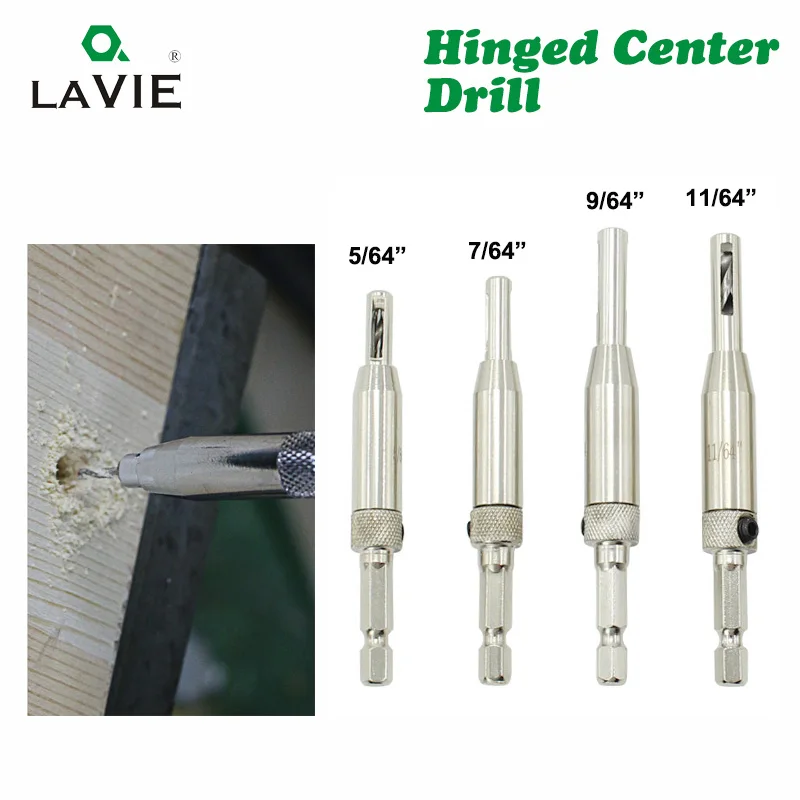 LAVIE 4PCS/lot HSS Self Centering Hinger Drill Bit Center Positioned Carpenter Furniture Maker Bits Woodworking Punch DB03007