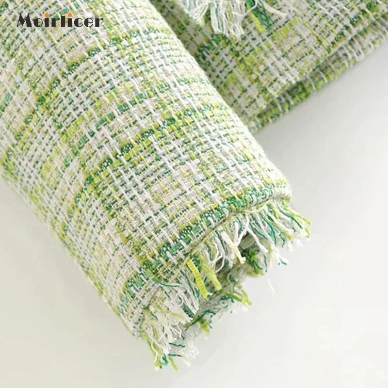 Женский твидовый блейзер с длинным рукавом зеленая клетчатая куртка V-образным