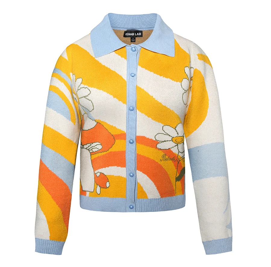 Кардиган женский вязаный с отложным воротником и длинным рукавом - купить по