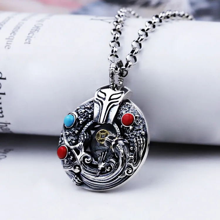 

2020 new s925 pure silver jewelry Thai silver lucky beast brave troops safety buckle pendant, men and women necklace pendant