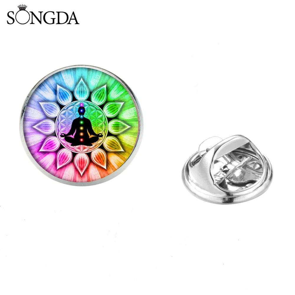 2019 классический Ом АУМ знак Будда брошь в виде лотоса 7 Чакра красочная мандала цветок жизни значок булавки на лацканы ювелирные изделия для йоги