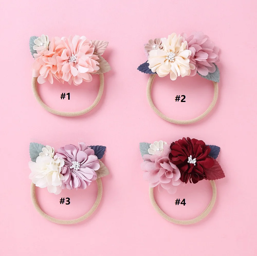 

Baby Flower Hair Accessories Nylon Floral Headband For Children Girls Elastic Hair Bands Newborn Headwear Toddler Kids Headwrap