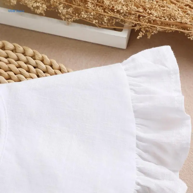

Ruffle Brim False Collar White Fake Shirt Collar Tether Closure Lolita Outfit Accessories for Spring Summer