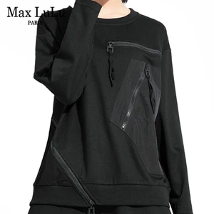 Женская Винтажная Футболка Max LuLu, черная Повседневная Свободная футболка в стиле панк, размера плюс