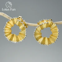 lotus fun creative pencil shavings design stud earrings real 925 sterling silver 18k gold earrings for women gift fine jewelry