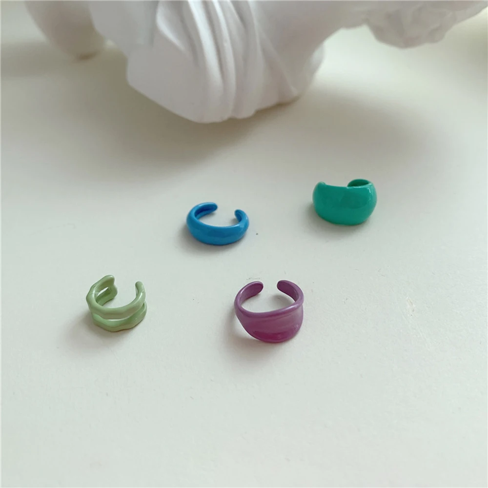 

Korea Hand Painted Candy Color Drop Glaze on Earrings for Women Ear Cuff Fake Cartilage Earrings No Pierced Earclip Cute Jewelry