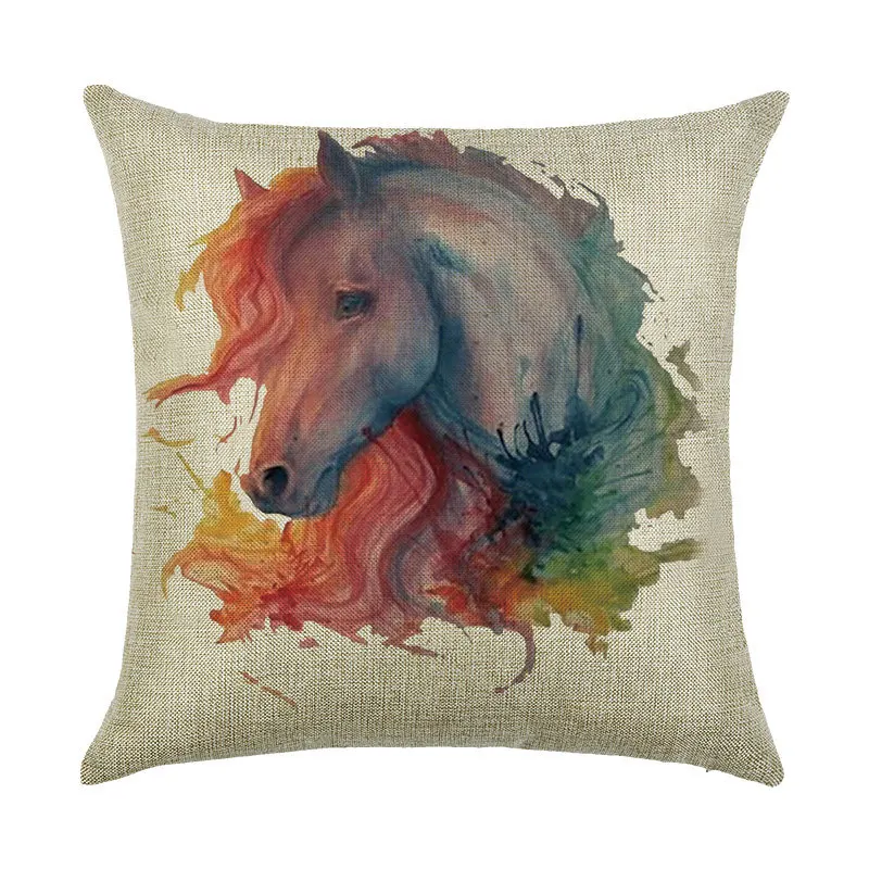 

Animal Series Linen Pillowcase Pentium Horse Pattern Printing Decorative Office Sofa Pillow Cushion Cover 45x45cm