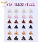 Женские маленькие серьги из нержавеющей стали, треугольные серьги с кристаллами, дизайнерские ювелирные изделия для девушки, Подарок на годовщину