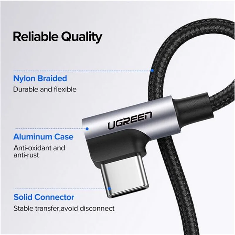 Ugreen 90 градусов usb type c кабель для быстрой зарядки передачи данных зарядное