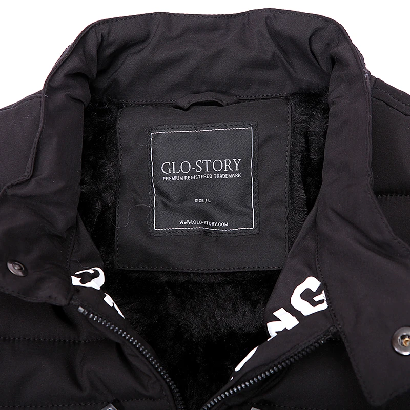 GLO STORY повседневные мужские парки на молнии с лоскутным воротником Мандарин
