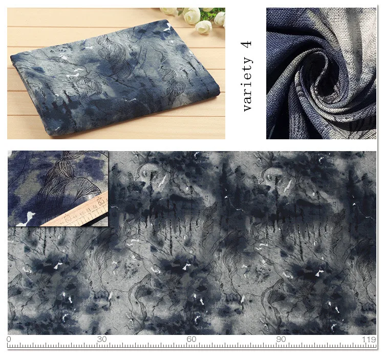 Печатные хлопково льняная ткань для пошива Винтаж собственноручных лоскутного