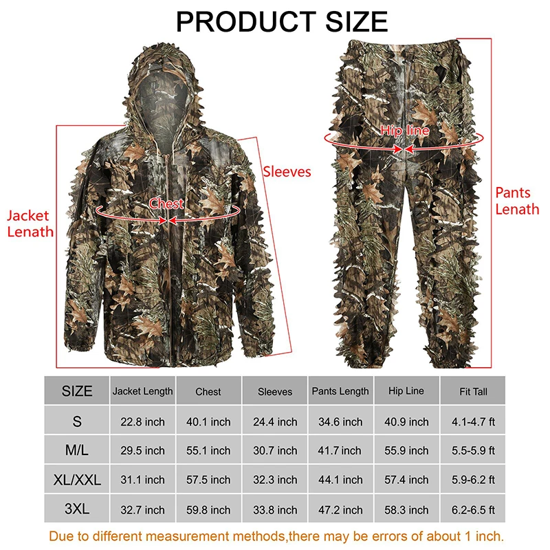 Костюм с капюшоном кленовый лист Ghillie для охоты Маскировка леса униформа Cs