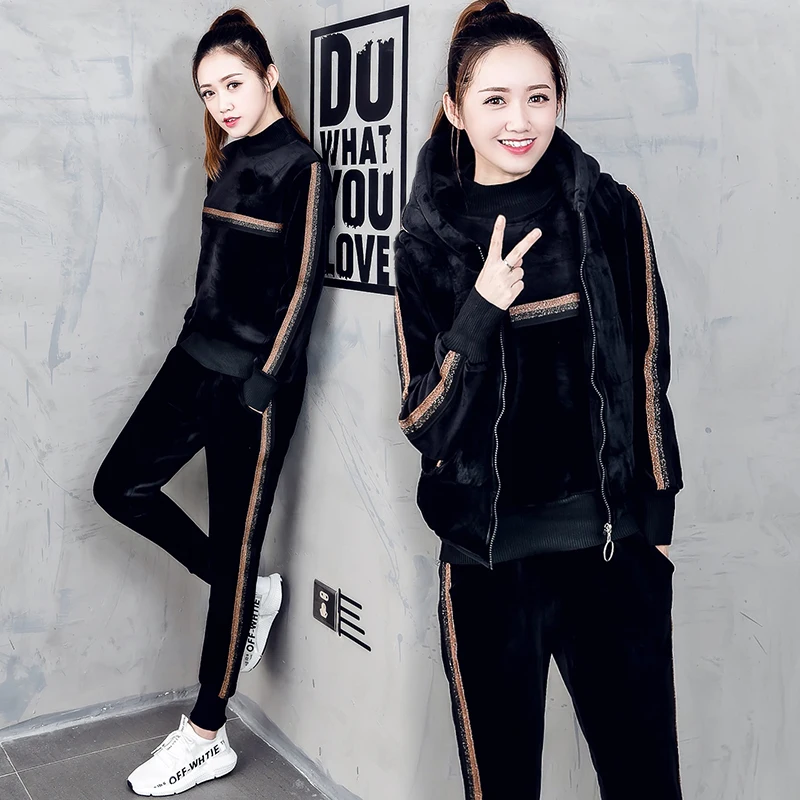 Женский спортивный костюм спортивная одежда Зимние флисовые бархатные толстые