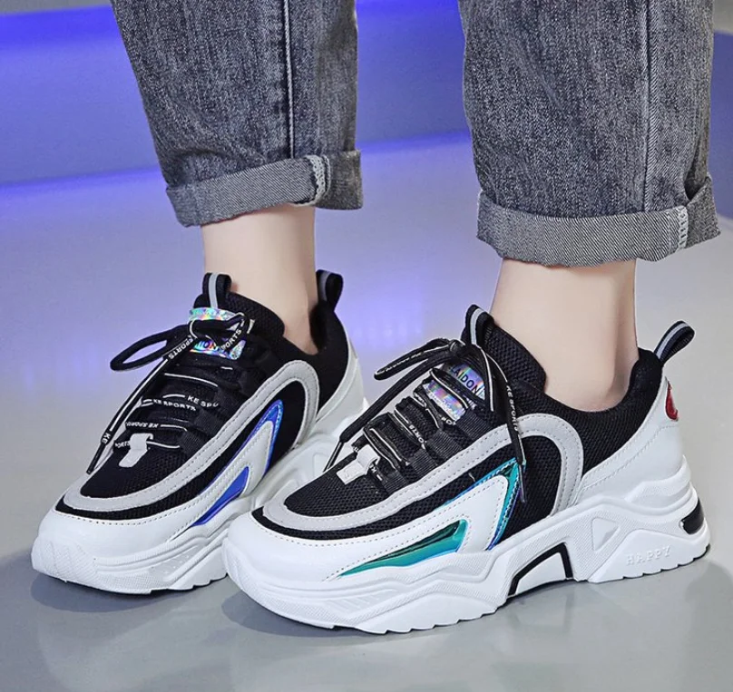 Кроссовки женские на платформе дышащие Вулканизированная подошва повседневная