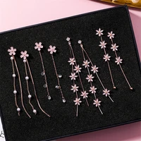 2018 new temperament crystal rhinestone flower long chain tassel drop earrings trendy party accessories brincos for women