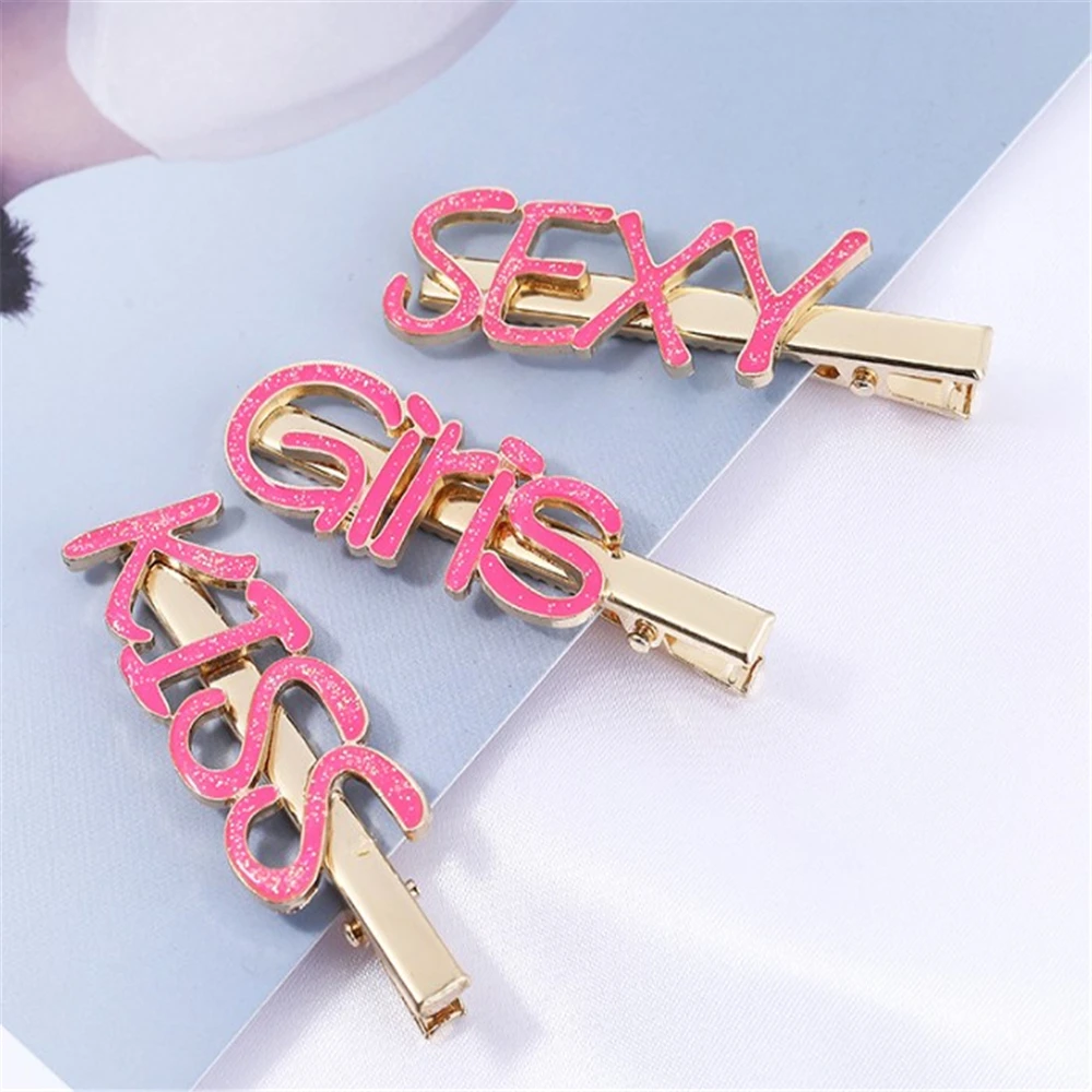 Модная заколка для волос со стразами и надписью зажим заколка-Пряжка украшение