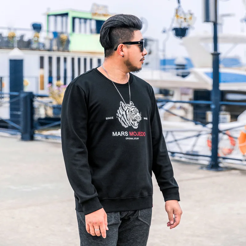 

Winter new fashion men's fat plus size fashion casual round neck plus velvet sweater men's long sleeve one hair substitute