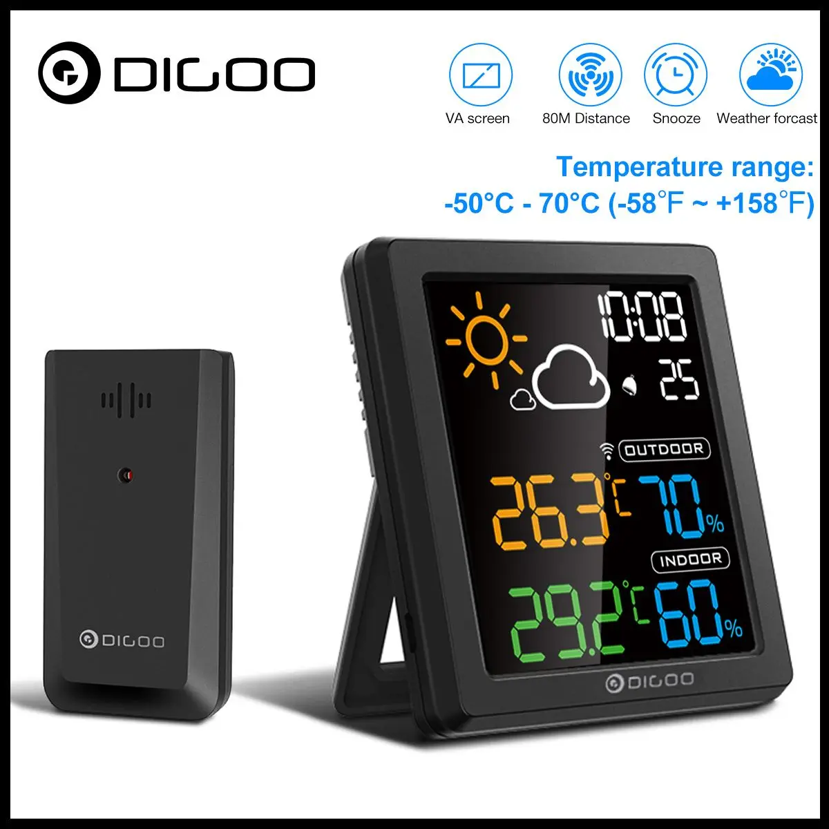

Метеостанция DIGOO DG-8647, умный мини-гигрометр, термометр, с ЖК-дисплеем
