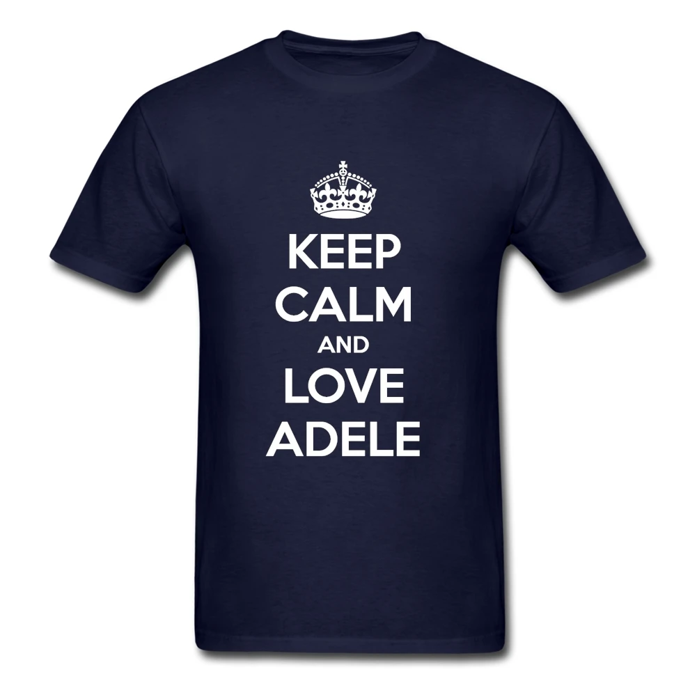 Футболка с круглым вырезом для подростков надпись Keep Calm And Love Adele осенняя футболка