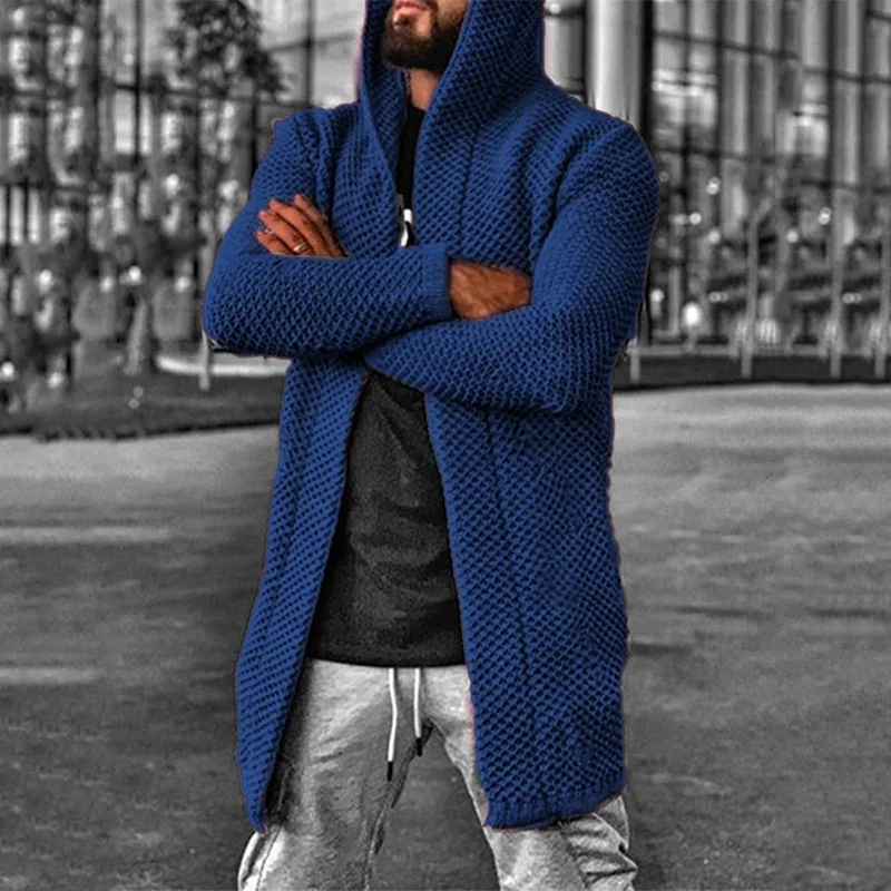 

Autumn Winter New Knitted Sweater Men Solid Hooded Turtleneck Sweater for Men Cardigan Men Clothes