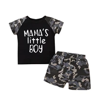 infant kids baby boy short sleeve letter print cotton t shirt tops camouflage shorts bottom 2pcs summer clothes set