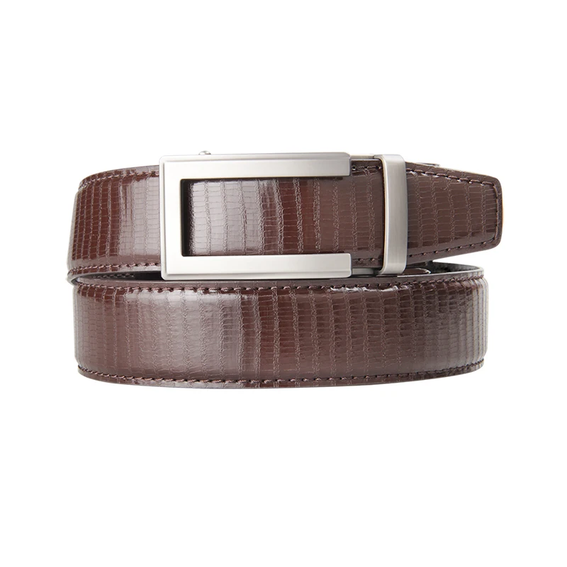 Ремень мужской кожаный с автоматической пряжкой дизайнерский деловой пояс для