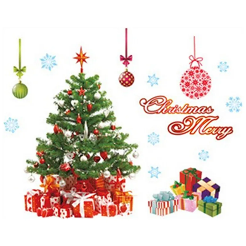 Рождественская елка Санта-Клаус 3d Виниловые настенные наклейки фестиваль