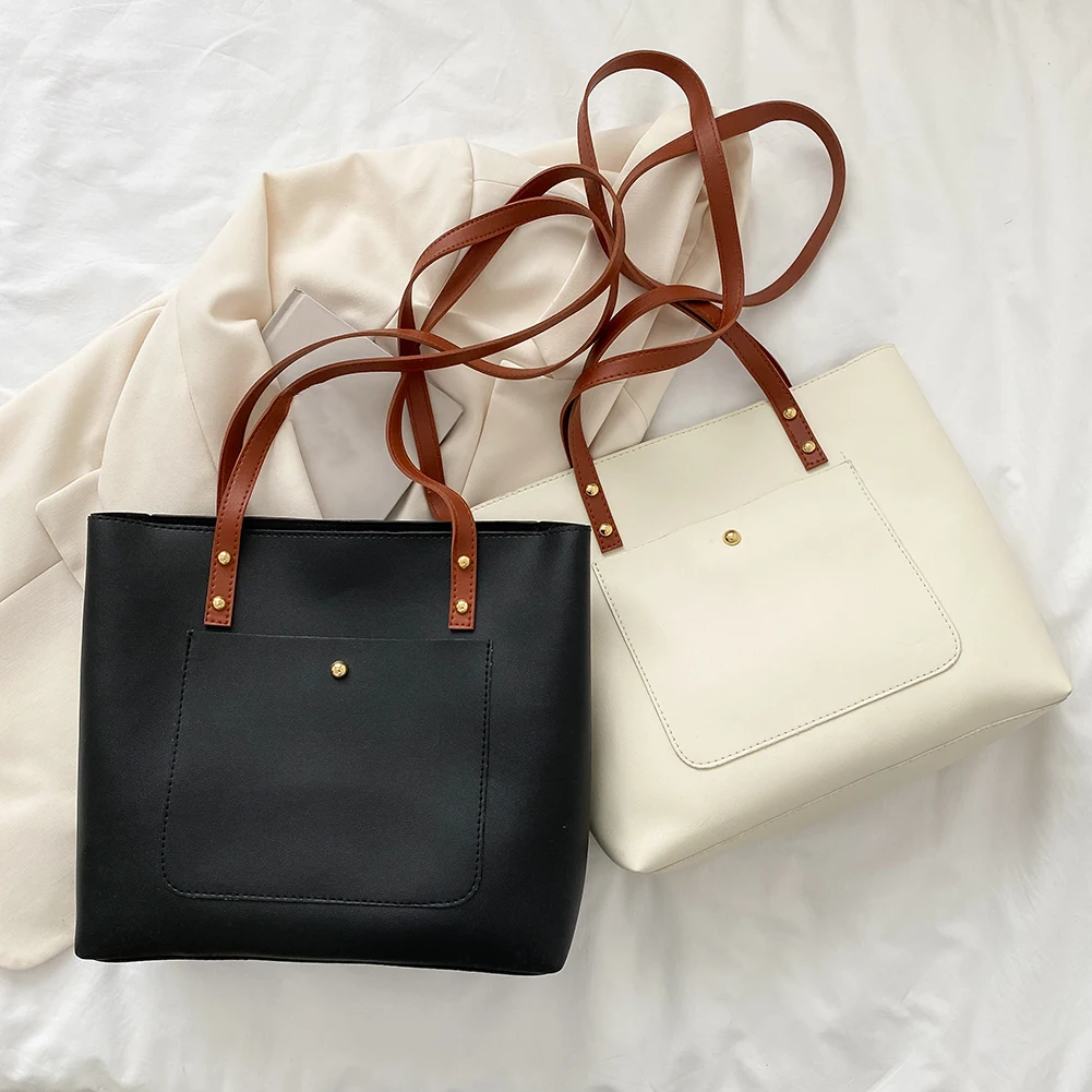 

Простая Женская Вместительная дорожная сумка на молнии, однотонная сумка для покупок через плечо, сумки-тоуты из искусственной кожи