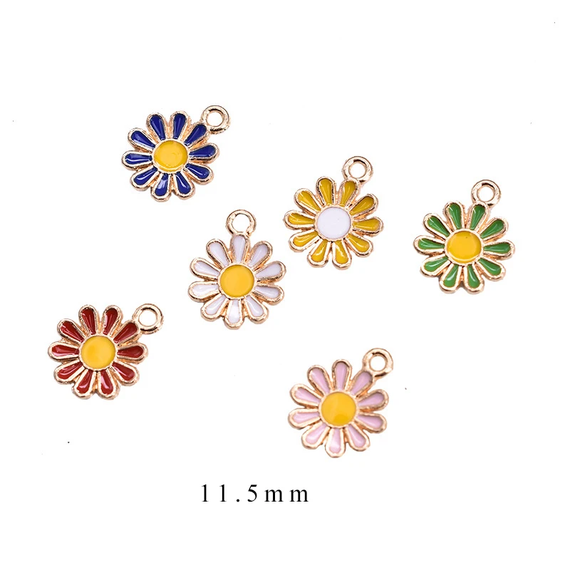 

10 шт./лот, цветок 11,5 мм, Подвески ручной работы с масляной эмалью для изготовления ювелирных изделий, серьги, браслет или ожерелье