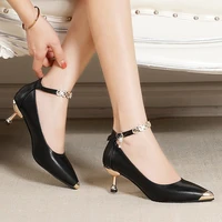 women dress shoes med heels pumps pointed toe gold heeled office party shoes crystal ankle strap ladies shoe zapatos mujer 2022