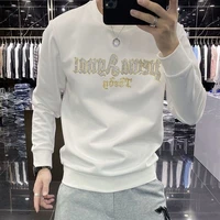 2021 men sweater fleece han edition letter hot spring and autumn drill round neck long sleeve blouse