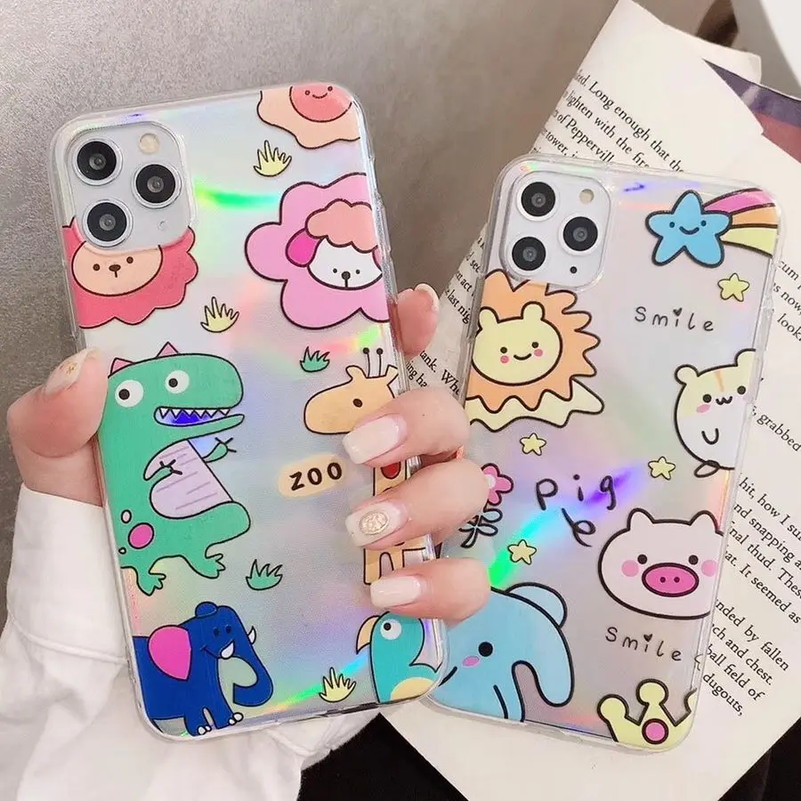 Лазерный Блестящий мультяшный мягкий чехол для задней панели телефона Huawei P40 Lite E