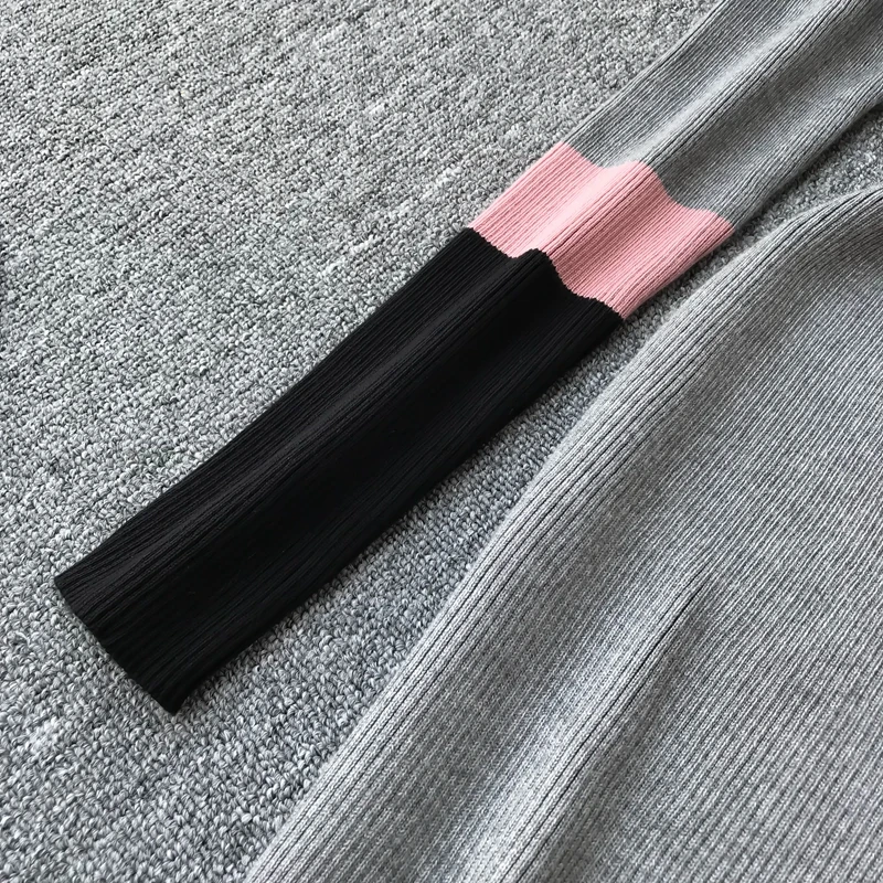 Женское трикотажное платье в полоску Осеннее облегающее винтажное длинное