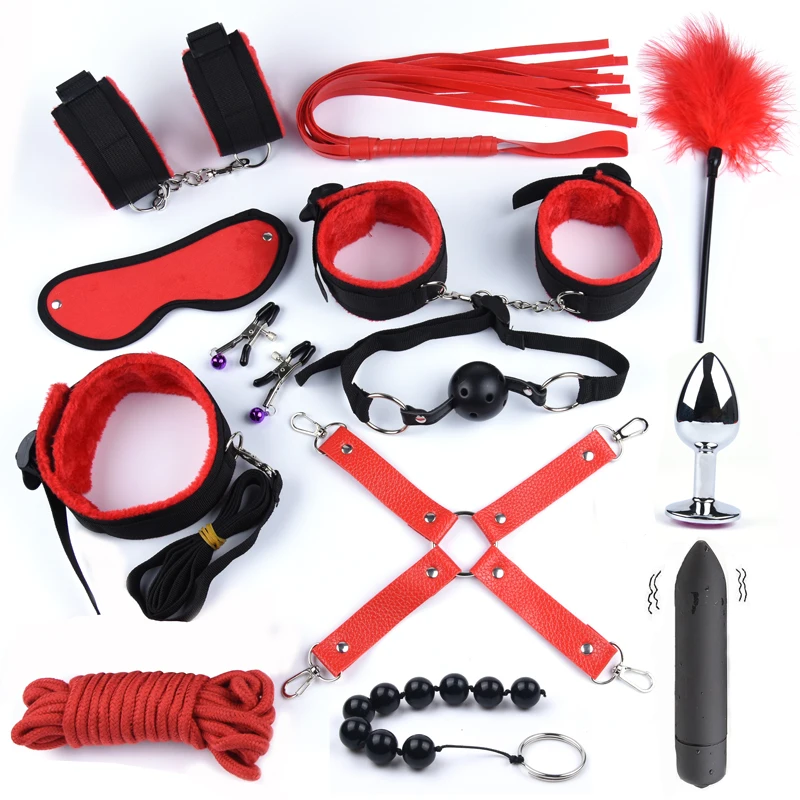 Нейлон секс наручники БДСМ Связывание набор металлический анальный штекер 10