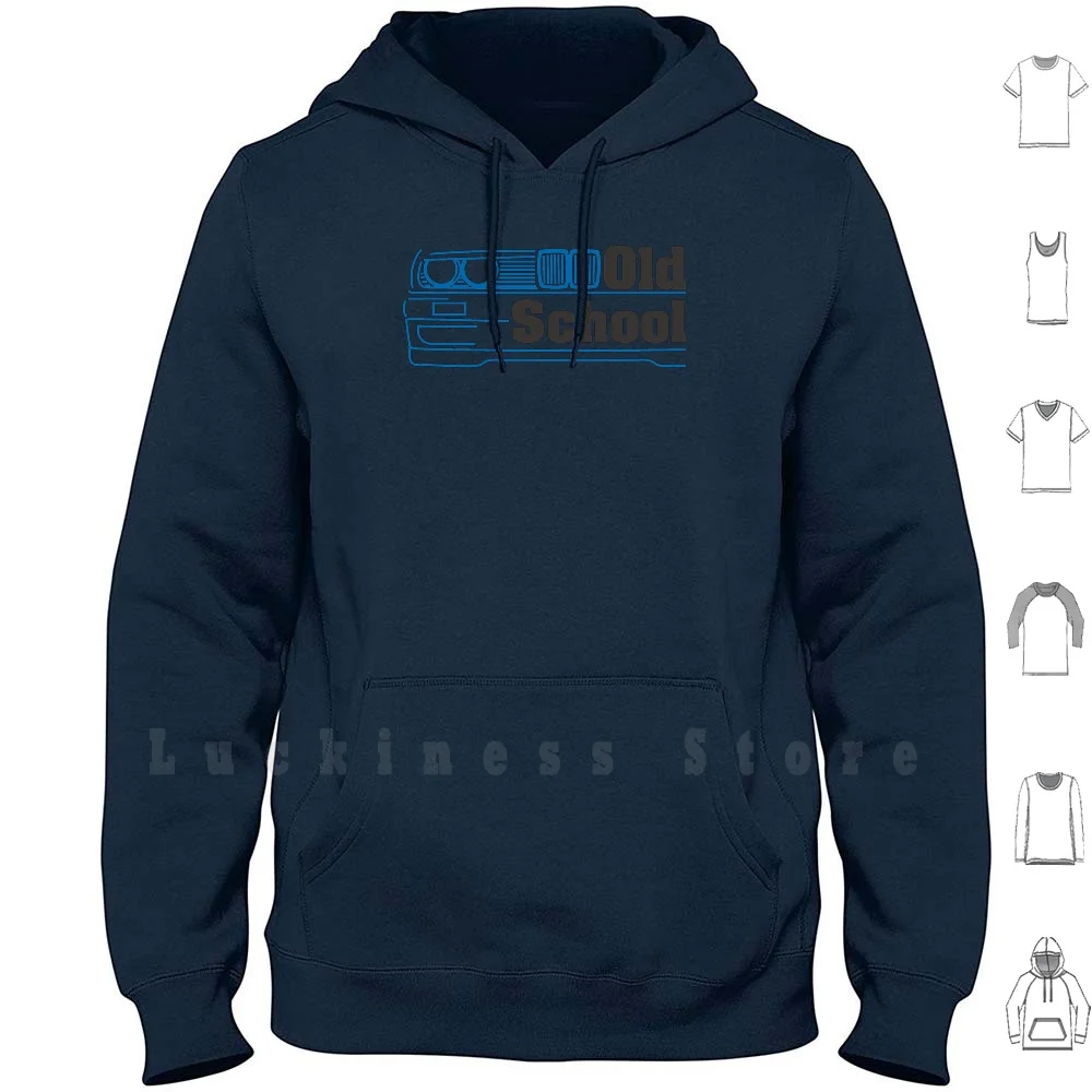 E30 Old School-Blue Hoodies Long Sleeve E30 M3 Car Old School