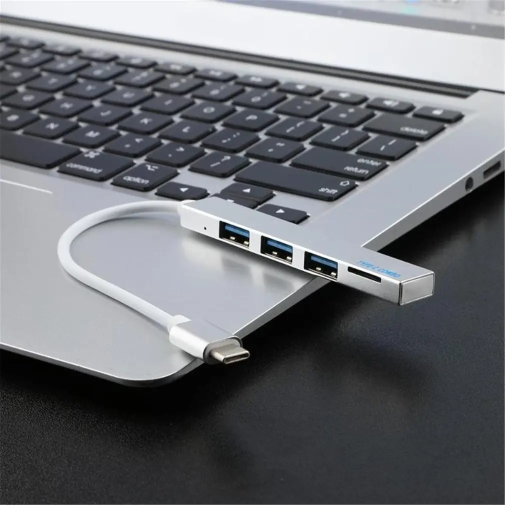 4 в 1 USB 3.0 Type C концентратор на 3 из магниевого сплава с TF ридером слотом порта для