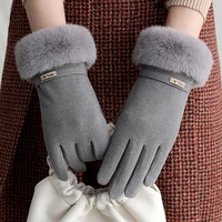 2021 new fashion women gloves winter windproof inside plus velvet warm mittens women touchscreen outdoor sport full finger glove