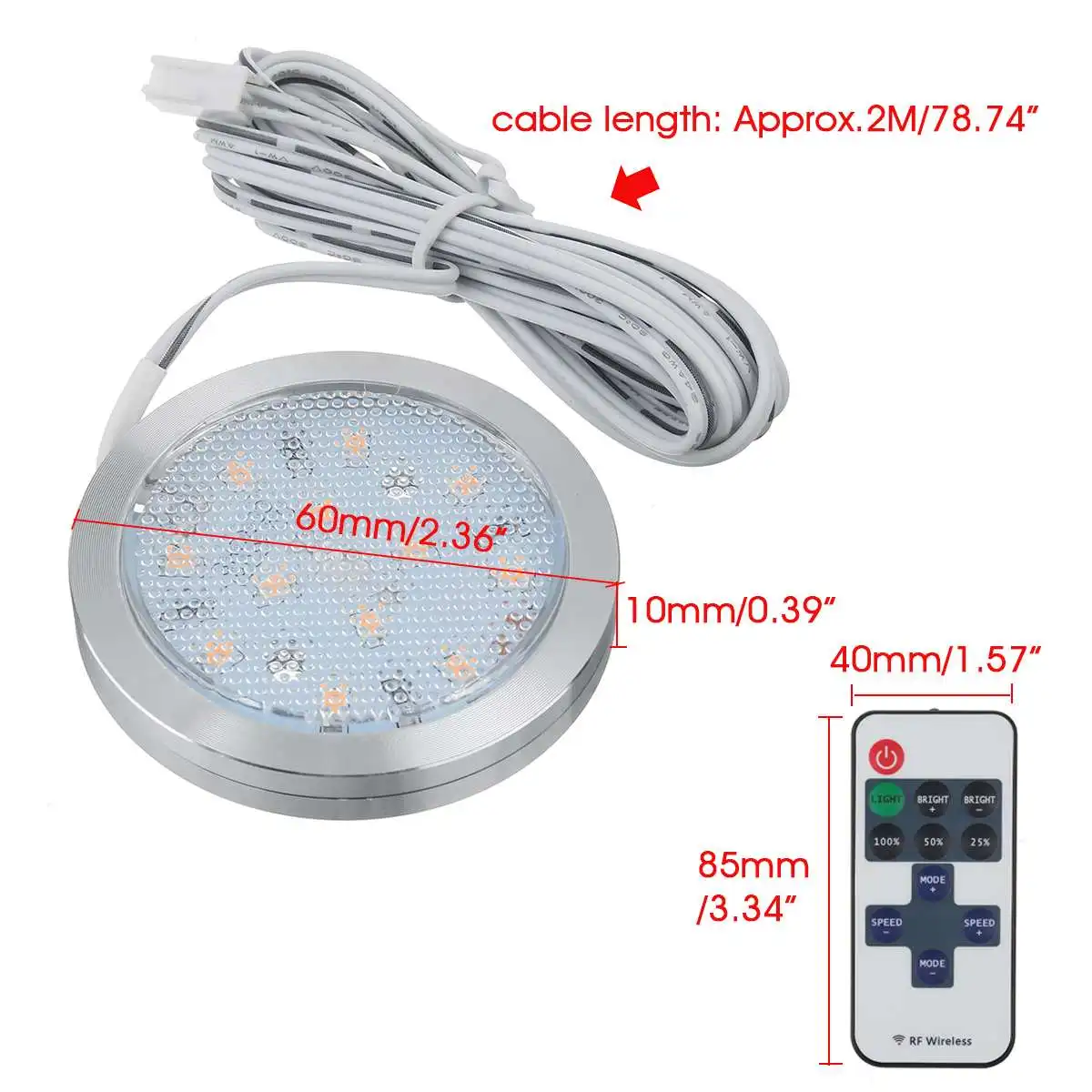 

24pcs 12V Car Round LED Spot Light Ceiling Dome Lamps Remote Control RV Motorhome Interior Down Lights For Camper Van Boat