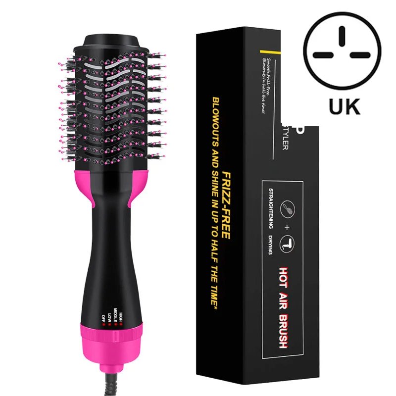 uk plug red Фен щетка расческа для волос расческа для волос стайлер фен расческа бигуди для волос мягкие стайлер для волос плойка для завивки волос укладка волос расчески для волос hair curler фен-щетка инструмент для прически - Цвет: uk plug red