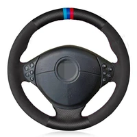 car steering wheel cover hand stitched soft black genuine leather suede for bmw e39 5 series 1999 2003 e46