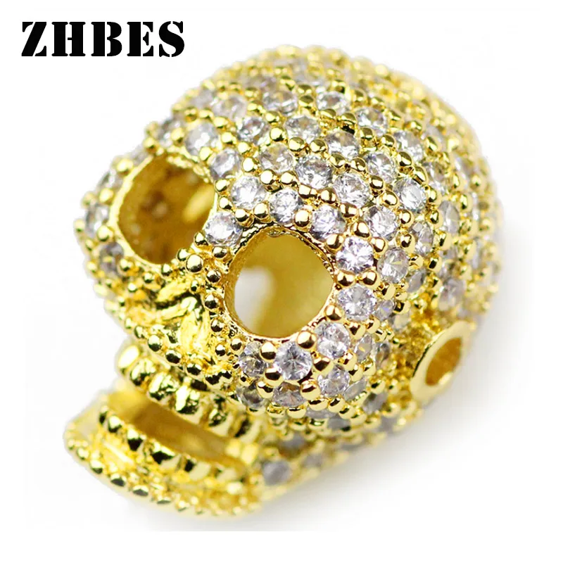 1 шт. металлическая подвеска с черепом шар Микро Проложить Белый Циркон CZ прокладки Подвески Свободные бусины для самостоятельного изготовления ювелирных изделий браслет